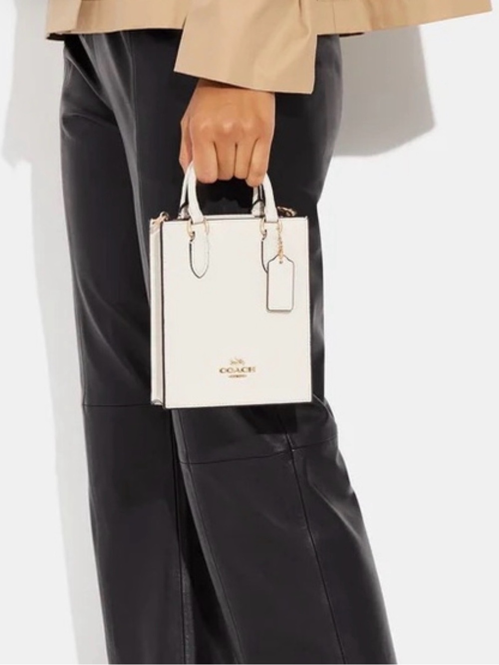Coach White Leather Mini Tote with Gold Hardware